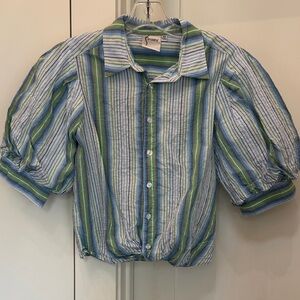 Finley Blue and Green Striped Button Down Shirt